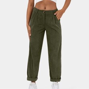 Halara Casual Corduroy Pants, Bamboo Green, Size M, New with Tags